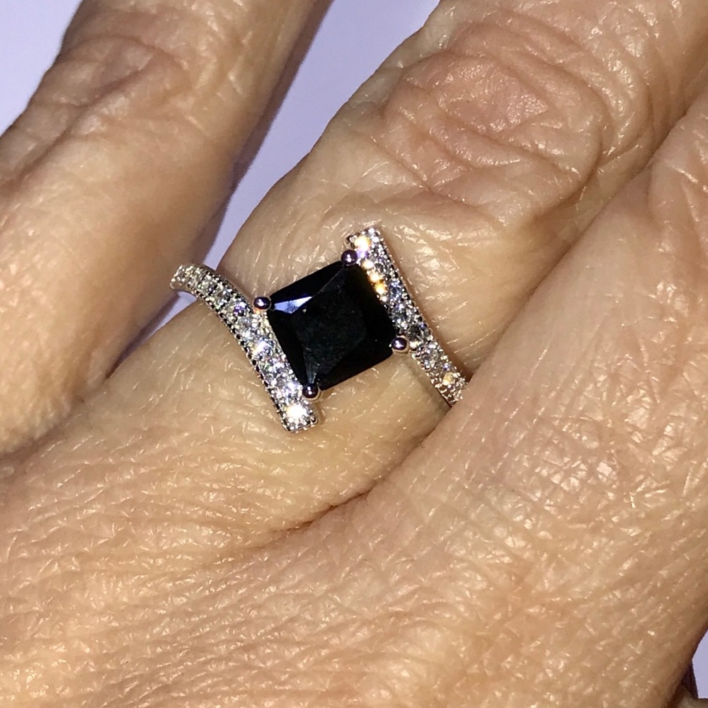Elegant Black CZ Sterling Silver Ring